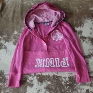 VS PINK Long Cartigan Thermal Button Up Hoodie. Size: L